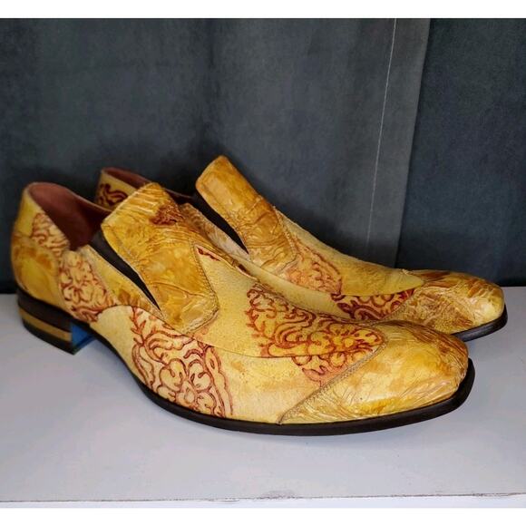 Jo Ghost Italian Yellow Crocodile Leather Loafers Vero Cuoio Shoes EU45 US 12.5 - Picture 15 of 16